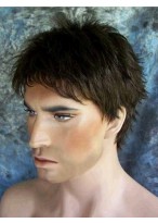 Short Straight Synthetic Capless Mens Wig 