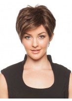 Capless Brown Straight Short Wig 