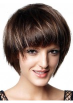 Short Straight Prim Capless Synthetic Wig 