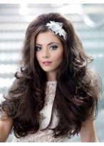 Long Wavy Capless Synthetic 3/4 Wig 