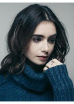 Pretty Lily Collins Lace Front Remy Human Hair Wig 