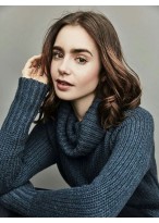 Affordable Lily Collins Lace Front Synthetic Wig 