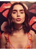 Elegant Lily Collins Lace Front Synthetic Wig 