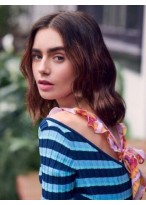 Natural Lily Collins Lace Front Synthetic Wig 