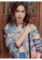 Popular Lily Collins Lace Front Synthetic Wig 