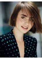 Pretty Lily Collins Lace Front Synthetic Wig 