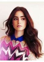 Marvelous Lily Collins Lace Front Synthetic Wig 