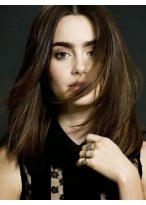 Glamorous Lily Collins Lace Front Remy Human Hair Wig 