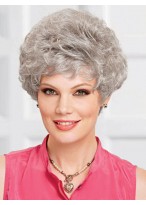 Comfortable Short Capless Gray Wig With Curly Layers 