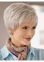 Short Cut Modern Lace Front Gray Wig 