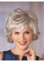 Cool Gray Wig Capless With Wispy Layers 