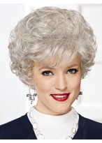 Elegant Gray Wig With Wispy Waves And Curls 