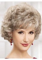 Capless Short Gray Wig With Soft Waves 