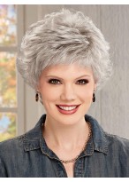 Short Capless Gray Wig With Artful Layering 