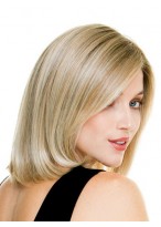 Chin Length Silky Straight Lace Front Synthetic Wig 