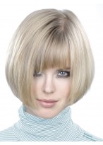 Shimmering Chin Length Straight Capless Synthetic Wig 